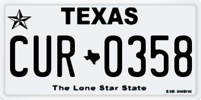TX license plate CUR0358