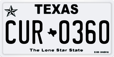 TX license plate CUR0360