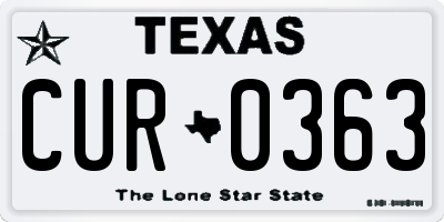 TX license plate CUR0363
