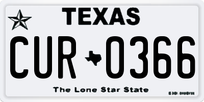 TX license plate CUR0366