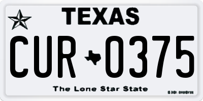 TX license plate CUR0375