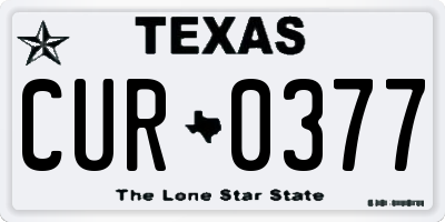 TX license plate CUR0377