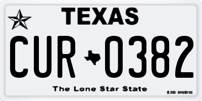 TX license plate CUR0382