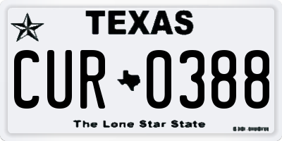 TX license plate CUR0388