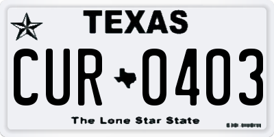 TX license plate CUR0403