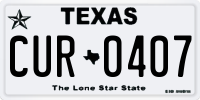 TX license plate CUR0407