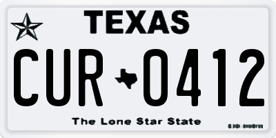 TX license plate CUR0412