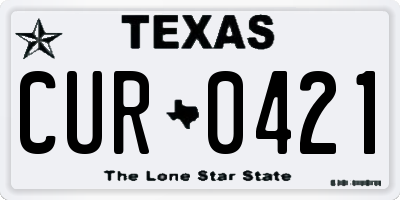 TX license plate CUR0421
