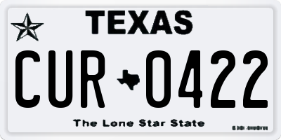 TX license plate CUR0422