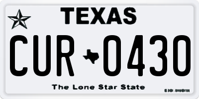 TX license plate CUR0430