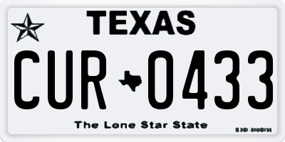 TX license plate CUR0433