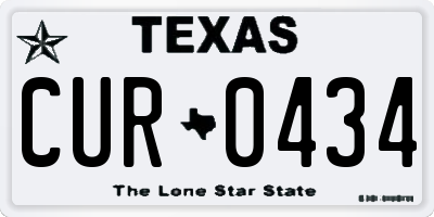 TX license plate CUR0434