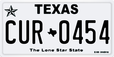 TX license plate CUR0454