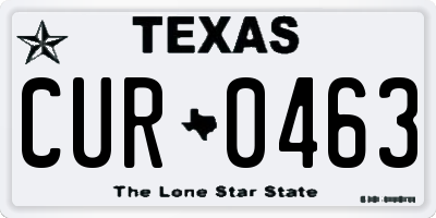 TX license plate CUR0463