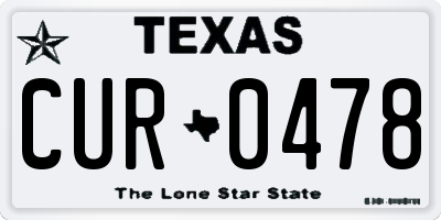 TX license plate CUR0478