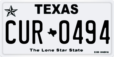 TX license plate CUR0494