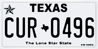 TX license plate CUR0496