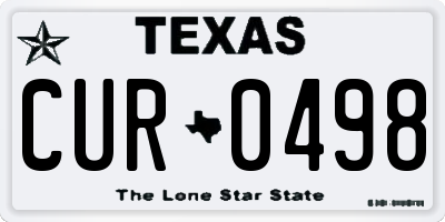 TX license plate CUR0498