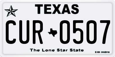 TX license plate CUR0507