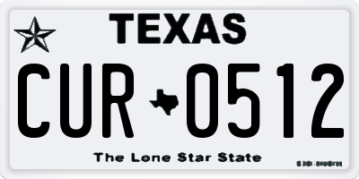 TX license plate CUR0512