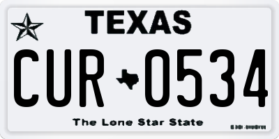 TX license plate CUR0534