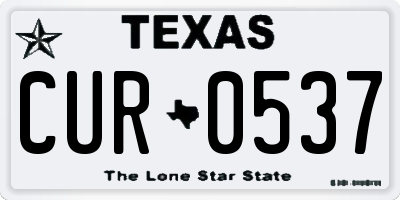 TX license plate CUR0537