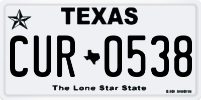 TX license plate CUR0538