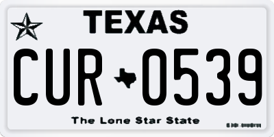 TX license plate CUR0539