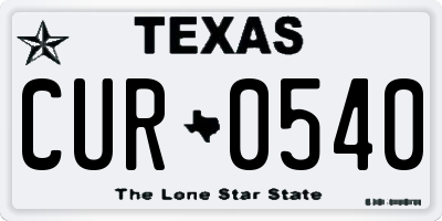 TX license plate CUR0540