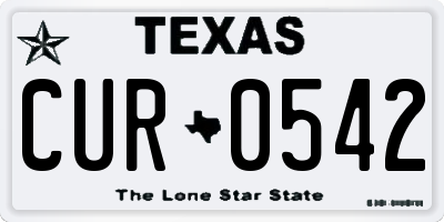 TX license plate CUR0542