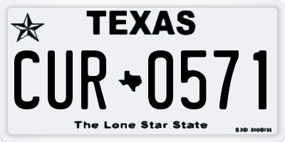 TX license plate CUR0571
