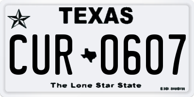 TX license plate CUR0607