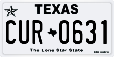 TX license plate CUR0631
