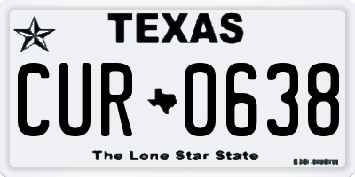 TX license plate CUR0638