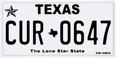 TX license plate CUR0647