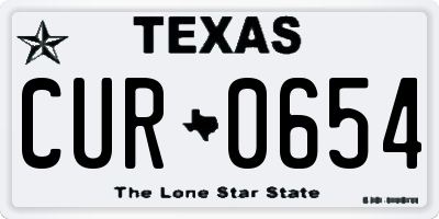 TX license plate CUR0654