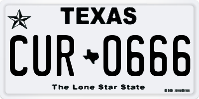 TX license plate CUR0666