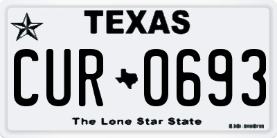 TX license plate CUR0693