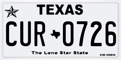 TX license plate CUR0726