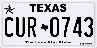 TX license plate CUR0743
