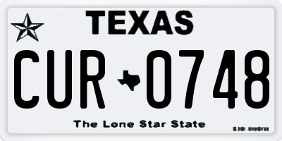 TX license plate CUR0748