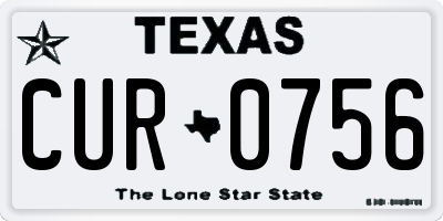 TX license plate CUR0756