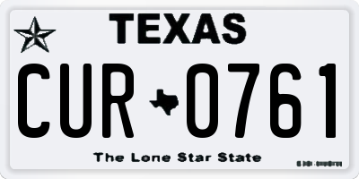 TX license plate CUR0761