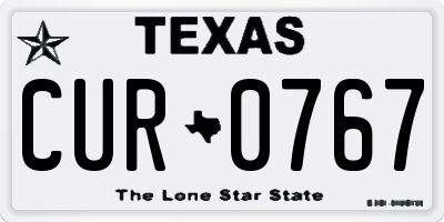 TX license plate CUR0767
