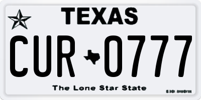 TX license plate CUR0777