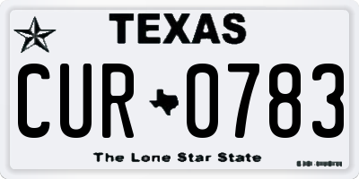 TX license plate CUR0783