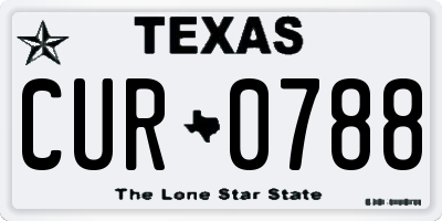 TX license plate CUR0788