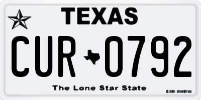 TX license plate CUR0792