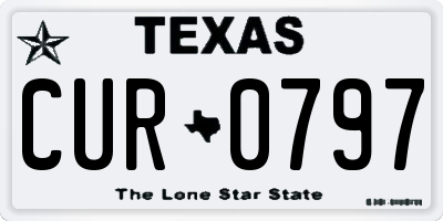 TX license plate CUR0797