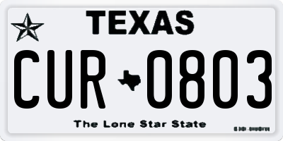 TX license plate CUR0803
